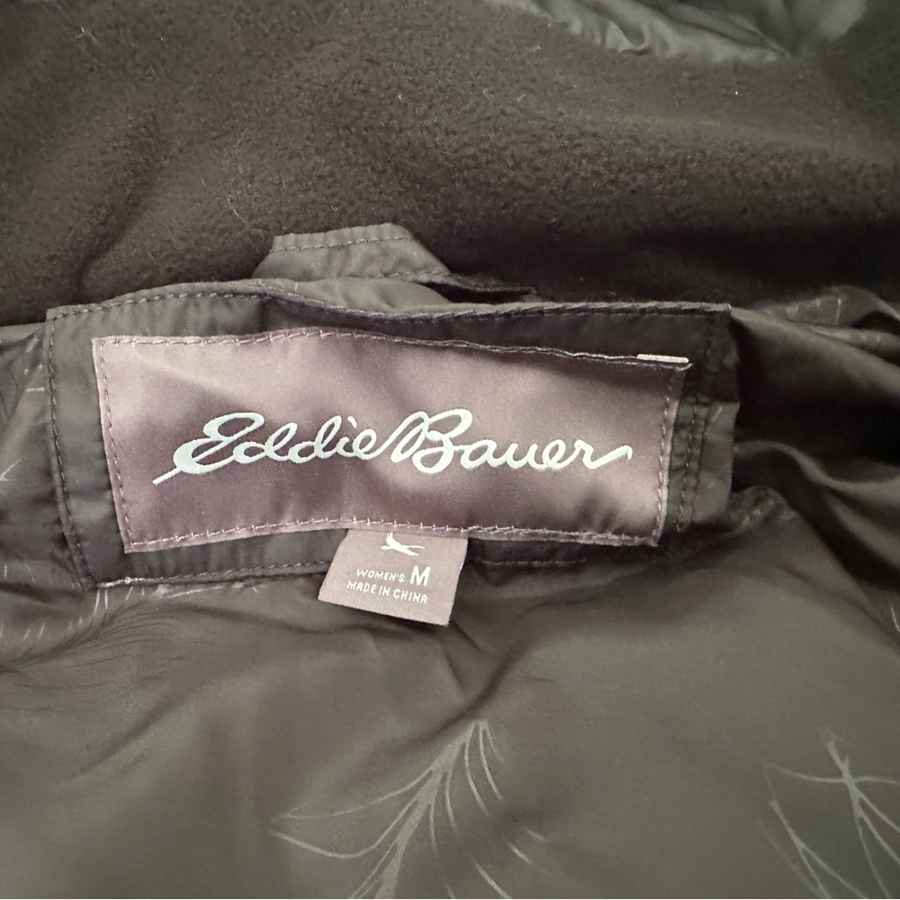 Eddie Bauer Women's Medium Black Quilted Jacket Slope side down parka - Picture 3 of 6